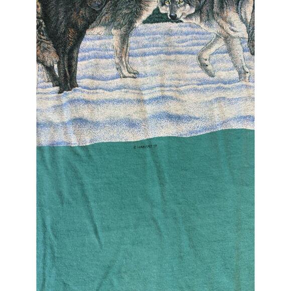 Vintage Bad Lands South Dakota Wraparound Nature T Shirt Wolf Teal Signal Tee XL - Picture 3 of 9